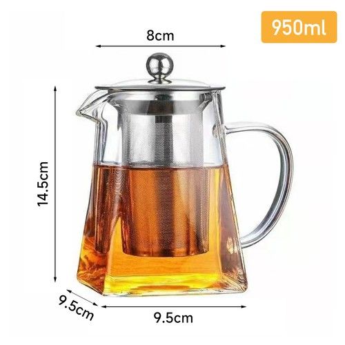 350/550/750/950ml Glass Teapot with Infuser Strainer for Loose Leaf Blooming Tea