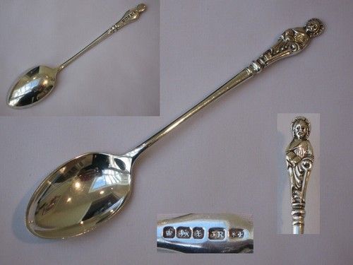 1915 English Antique Sterling Silver Apostle Spoon Sheffield. St Peter