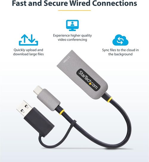 Startech.Com 2.5Gbe USB-C to Ethernet Adapter with USB-A Converter, NBASE-T NIC, — image 4