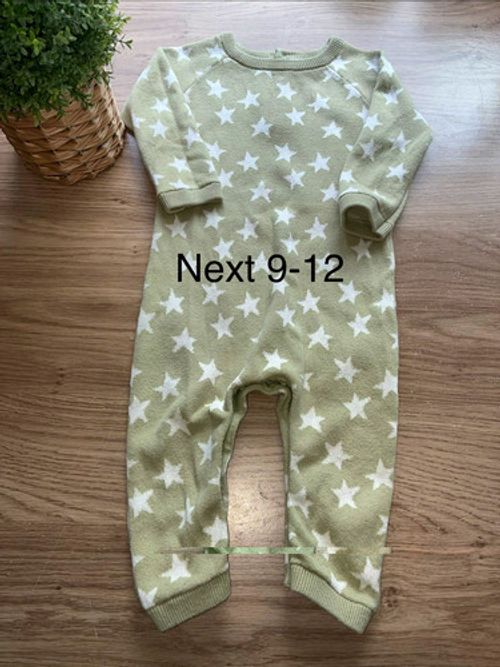 Next Baby Beige/White Star Print Cotton Jersey Babygrow Snap 9-12 Months