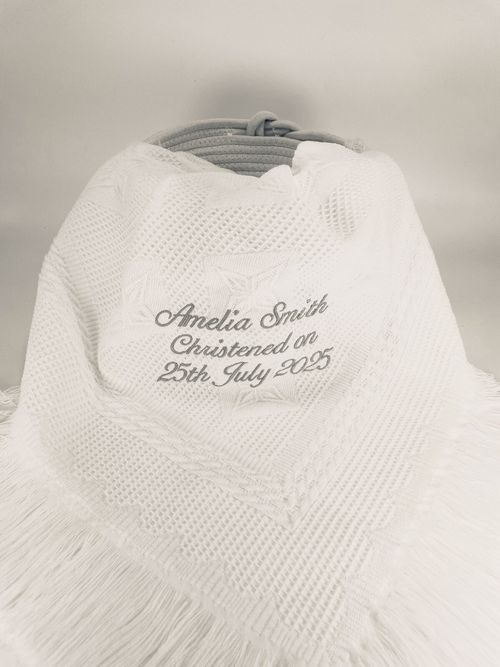 Personalised Christening Blanket, Baby Portuguese Shawl, Baptism Namesake Gift — image 7