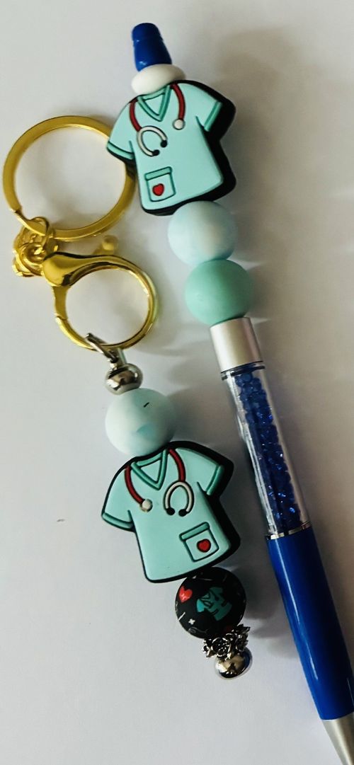 Pen & Keyring Gift Set - Nurse Theme Blue-Christmas Birthday Secret Santa — image 1