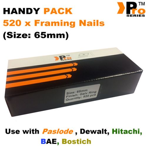 Framing Nails Galvanised Ring Handy Pack 520  for DEWALT , Paslode, Hitachi   02