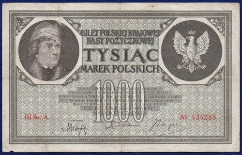 Poland 1919 1000 Marek Banknote (Ref. b1690)