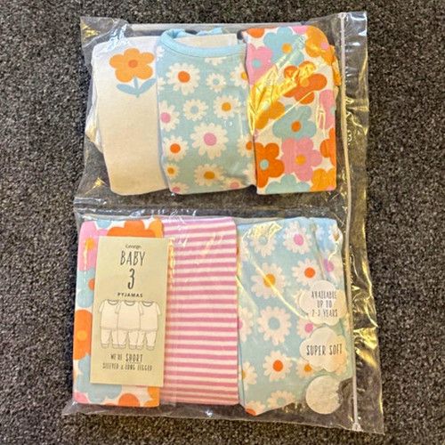 Baby Girl x3  Pyjama Set 12-18 Months Floral Multicolour Short Sleeve