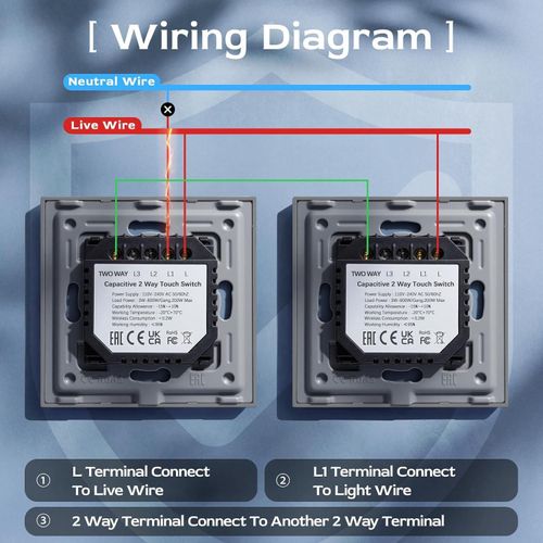 BSEED Touch Light Switch 1 Gang 2 Way, Tempered Glass Panel Light Switch (R41) — image 8