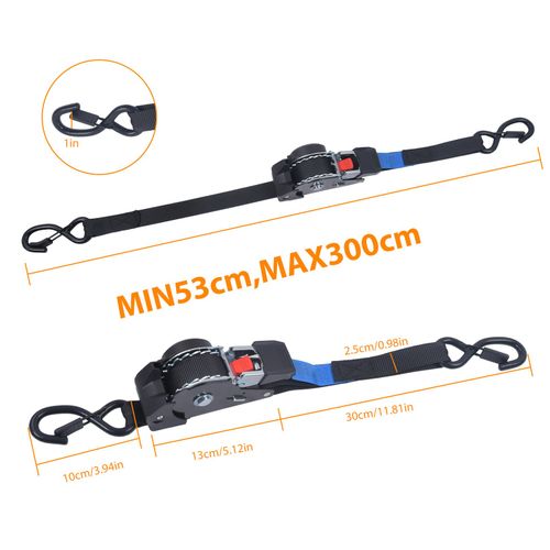 4Pcs Automatic Retractable Ratchet Strap Heavy Duty Car Trailer Tie Down Straps — image 3