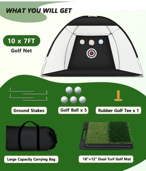 300cm 10 x 7ft Indoor Outdoor Golf Practice-Net Golf Hitting Cage Golf Training — image 7