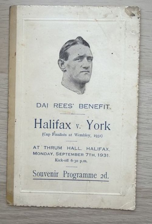 RARE PRE WAR RUGBY LEAGUE DAI REES BENEFIT PROGRAMME HALIFAX v YORK 1931