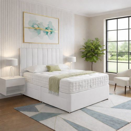 REINFORCED DIVAN BED MEMORY FOAM MATTRESS WITH HEADBOARD SINGLE DOUBLE & KING