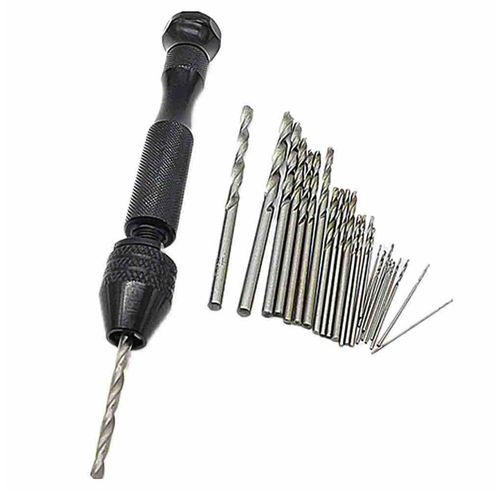 26pcs Micro Hand Drill Bits Small Manual Keyless Chuck Pin Vise Rotary Tool Kit — image 3