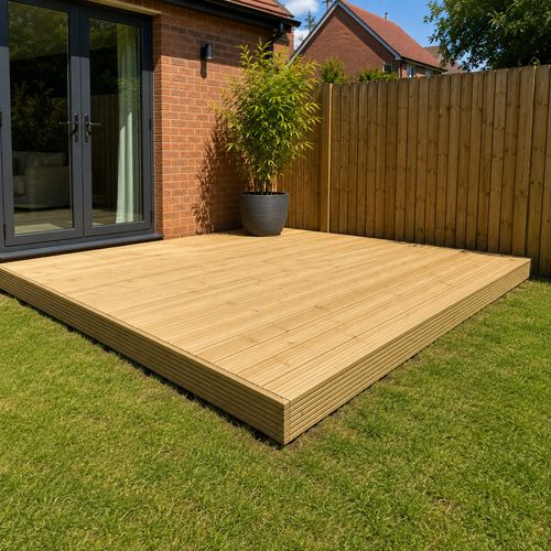 Wooden Garden Decking Complete DIY Kit Pressure Treated Timber Various Sizes — image 1
