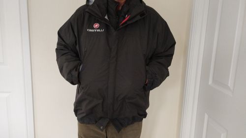 Castelli Men's Hooded Full Zip Down Cycling Puffer Jacket Black/Red M — image 3