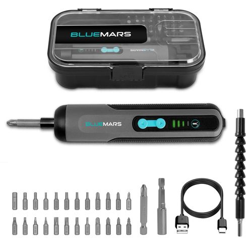 BlueMars 3.6V Cordless Electric Screwdriver Set, 27 Bits, 5Nm, Type-C, Led Light — image 1
