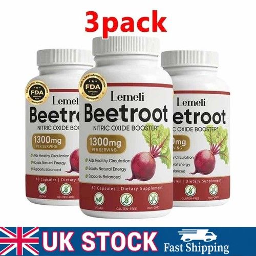 3-Pack | Lemeli Beetroot - 1300mg, Lemeli Beet Root Supplement 60 Capsules UK