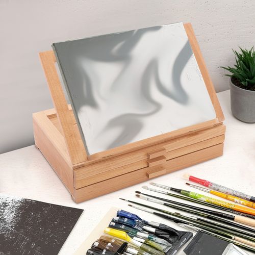 Large Tabletop Easel Adjustable Beech Wood Table Top Easel Portable Sketch Box — image 2