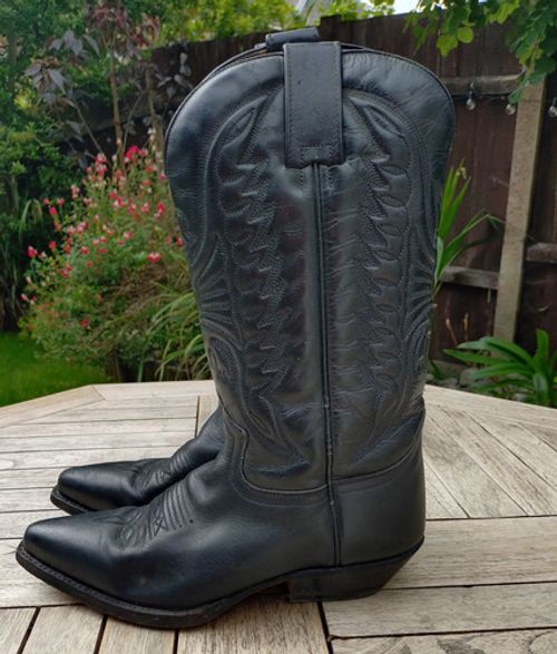 Sendra Women’s Black Leather Western Cowboy Mid-Calf Pull-On Boots UK 6 