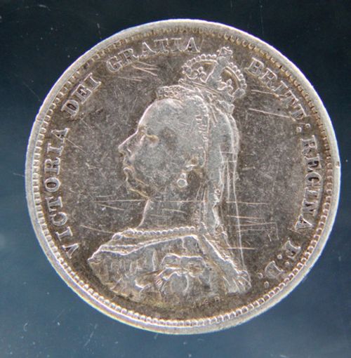 Great Britain, 1 Shilling 1887 silver coin 0.925,#4