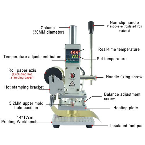 Hot Foil Stamping Machine Leather Embossing Machine With 10x13CM Heating Plate — image 3