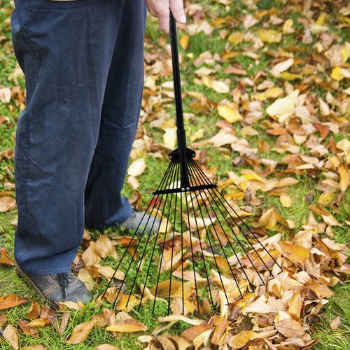 25 TINES ADJUSTABLE TELESCOPIC METAL GARDEN RAKE LEAF METAL HANDLE LAWN GRASS — image 11