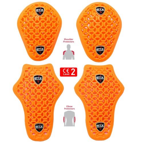 Flat Flexible Level 2 Biker Jacket Shoulder Elbow Armour Inserts Upgrade 4Pc Set