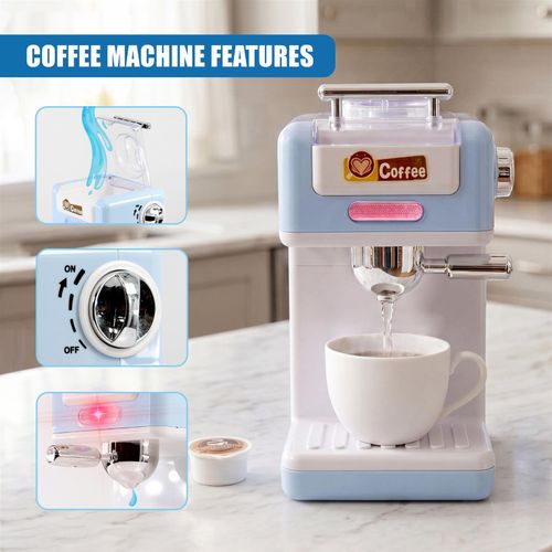 Kitchen Appliances Toy Set Kids Pretend Play Coffee Toaster Mixer Blender Food — image 6
