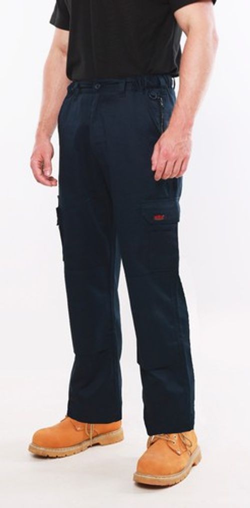 Mens Cargo Combat Work Trousers with Knee Pad Pockets by BKS - BLACK or NAVY