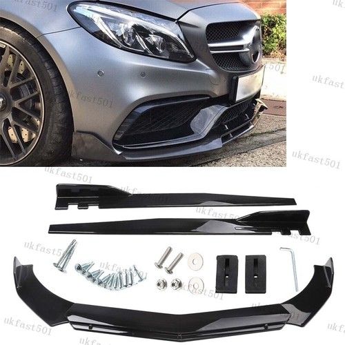 For BENZ A-CLASS C-CLASS Front Bumper Lip Splitter Spoiler+46'' Side Skirts UK