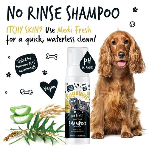 No Rinse Dog Shampoo Quick Dry Foam Dispenser All Breeds 200ml Bugalugs Pet Care — image 6