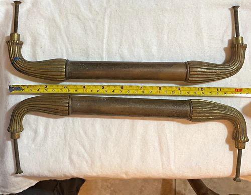Large Heavy Decorative Brass Door Pulls - possibly solid brass.   — image 1