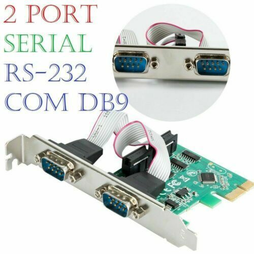 PCI Express Pcie PCI-E 2-Port Serial RS-232 RS232 COM DB9 Card Adapter Converter — image 1
