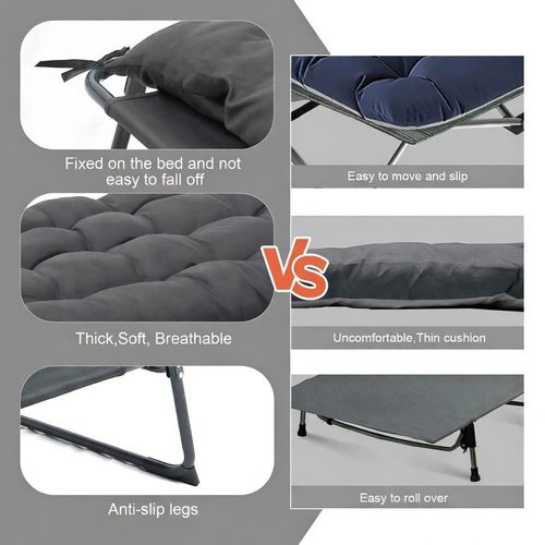 Camping Cot Heavy-Duty Portable Single Bed Folding Sleeping Bed with Mattress — image 6