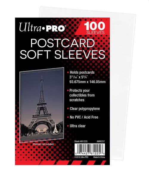 (100 Count Pack) Ultra Pro Postcard Standard Size Sleeves For Archival Acid Free — image 1