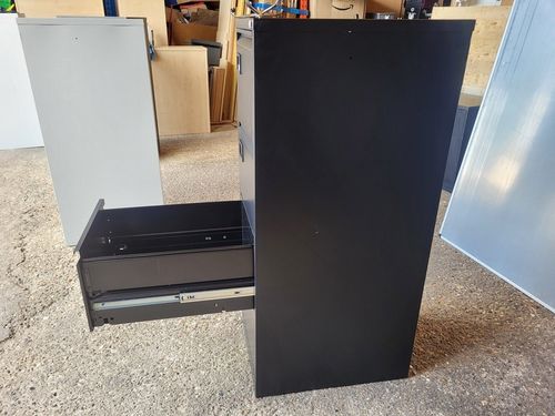 Office Black Filing Cabinet |  4 Drawer Steel Storage Lockable Unit - 132cm Tall — image 3