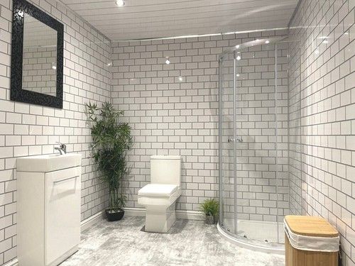 Metro Tile Effect Bathroom Wall Panels PVC Kitchen Shower Cladding Grey White
