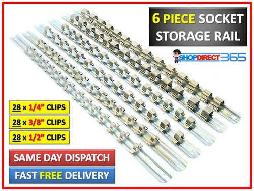 6 PCS Socket Rail Storage Holder Organizer Tray Set 1/2" 3/8" 1/4" Square NEW