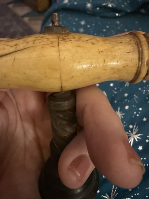 Georgian Thomason Patented Crested Brass & Bovine Bone Corkscrew C 1802 — image 7