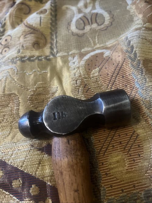 Vintage Snail Brand England Ball Pein Hammer Wooden Handle Engineering Tool — image 4