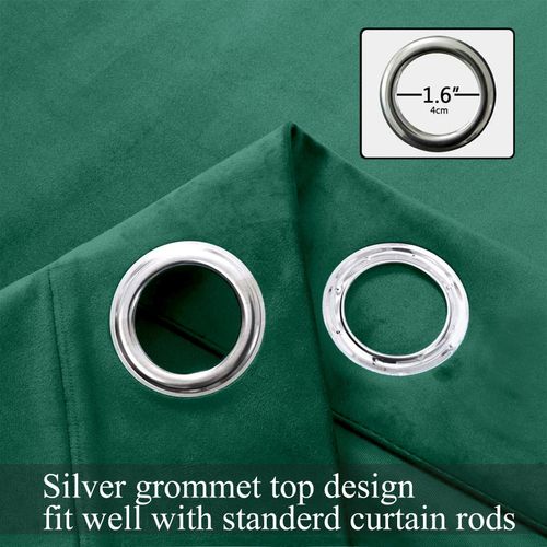 Heavy Blackout Velvet Curtains Pair Fully Lined Eyelet Ring Top Ready Made Panel — image 3