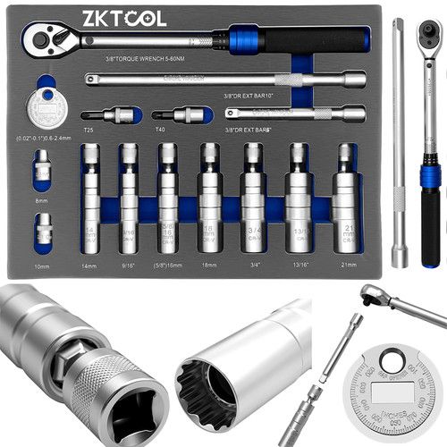 15PCS Universal 3/8" Drive 360° Swivel Magnetic Spark Plug Socket Removal Tool