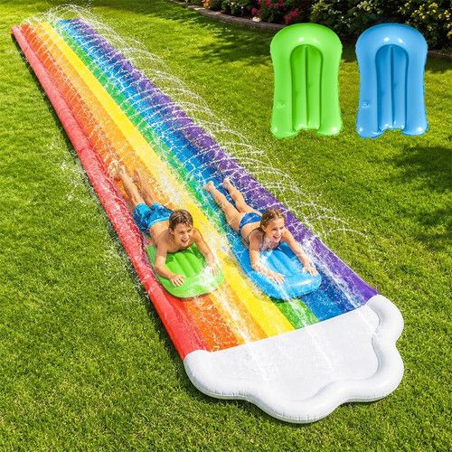 Water Slide Mat, 15.7FT/480CM Slip Slide with 2 Bodyboards, Garden Water Slide w