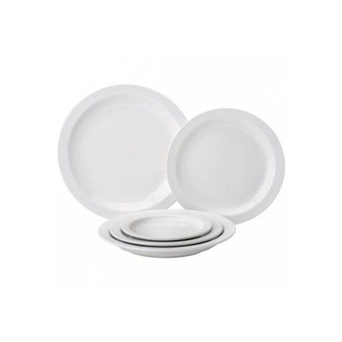 6 x OrionTableware White Dinner Plates Narrow Rim Porcelain White Serving Dishes
