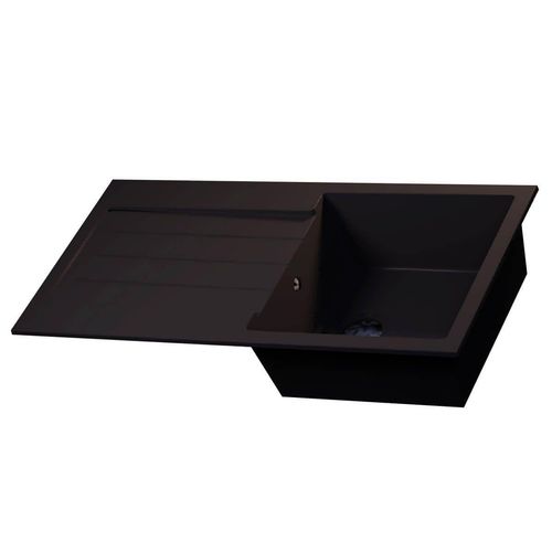 Comite Granite Single Bowl Kitchen Sink -Black- with Reversible Drainer-Undermou — image 2
