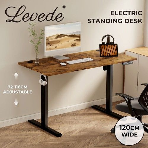Levede Electric Standing Desk Height Adjustable with Memory Control Rustic Brown