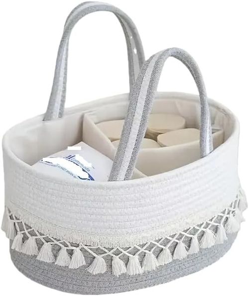Baby Nappy Caddy Organizer, Stylish Changing Table Storage Basket — image 1