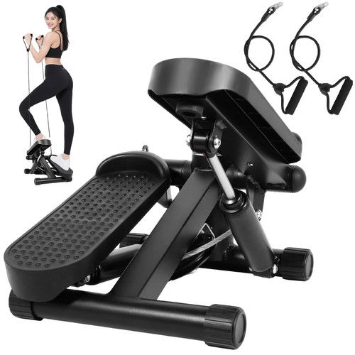 Mini Stepper Machine Home Cardio Compact Fitness W/Resistance Bands &LCD Display