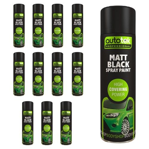 AutoTek Matt Black Multi-Purpose Aerosol Spray Paint 500ml x12