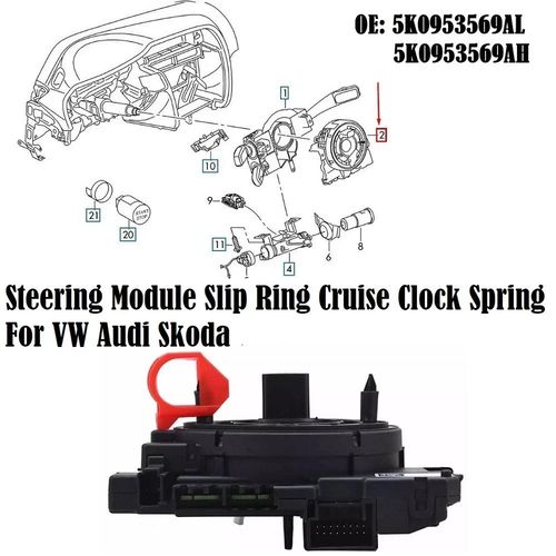 MFSW Steering Module Slip Ring Cruise Clock Spring 5K0953569AL For VW Audi Seat — image 6