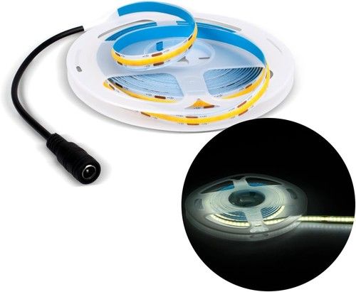 5M COB LED Light Strip, 8mm Width 12V 6000K 320LEDs/m Light Strip with DC Connec