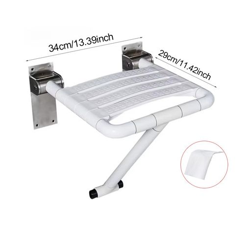 Folding Shower Bench Wall Mount Flip-up Bath Seat Bathroom Chair Non-slip Stool — image 2
